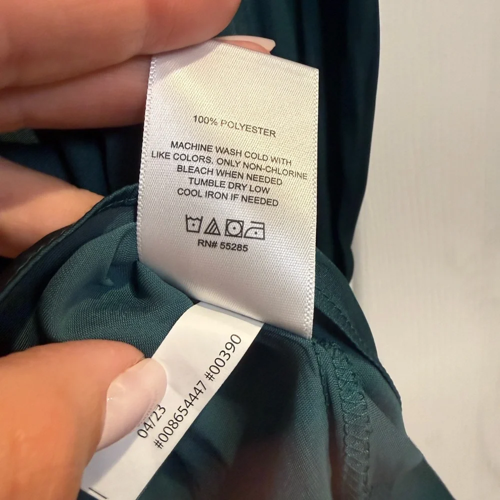 Express Teal V-Neck Blouse - Picture 2 of 3